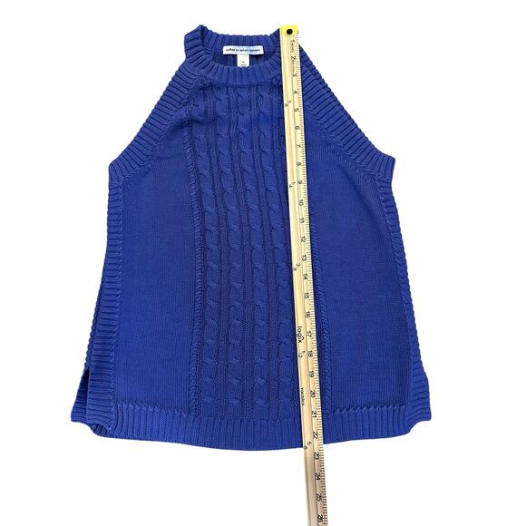 Autumn Cashmere Colbalt Blue Sleeveless Cable Knit Sweater Top Size M Preppy - Picture 4 of 5
